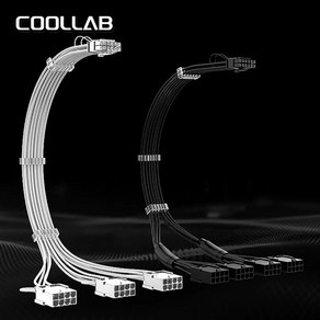 쿨랩 12VHPWR 16핀 슬리빙케이블 변환케이블 화이트 0.3m, 3구 화이트, 30cm, 1개