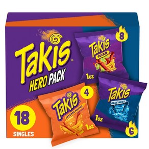 Takis 푸에고 블루히트 또띠아 칩 버라이어티팩 18개세트 511.2g, 18개