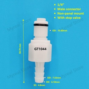 CPC 플라스틱 퀵 인서트 커넥터 드레인 밸브 1 4 스톱 수 육각 엔드 GT1044, 4) 1-4