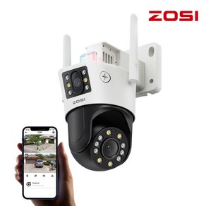 ZOSI WiFi 카메라 8MP 800만화소 광각+망원 듀얼 고화질 렌즈 무선 감시카메라 실외용 360도 보안 CCTV, C298, 1개