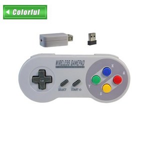 슈퍼 닌텐도 NES & SNES 클래식 미니 무선 콘솔 컨트롤러 조이스틱 게임패드 2.4GHz 무선 게임패드 신제품, 1개, 1) 색상ful, 없음