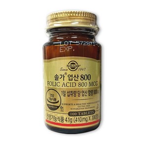 SOLGAR 솔가 엽산 800 100정, 1개, 41g