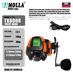 낚시릴 SAMOLLA 베이트 캐스팅 전자 대형 LED 스크린 고속 721 10kg 바닷물 방수 캐스트 드럼 휠, D, 4) D