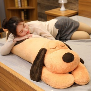 강아지 바디필로우 쿠션 인형 귀여운 푹신한 편안한 베개 안고 자는 애착인형 생일 선물 숙면 수면, 갈색