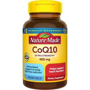 Natue Made CoQ10 400mg 심장 건강 지원을 위한 보조 식품 40 소프트젤 40일분, 40정, 1개