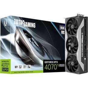 ZOTAC 게이밍 지포스 RTX 4070 Ti 슈퍼 솔리드 OC DLSS 3 16GB GDDR6X 256비트 21Gbps PCIE 4.0 그래픽 카드 아이스스톰 2.0 어드밴스, ZOTAC 게이밍 지포스 RTX 4070 Ti 슈퍼 솔, 1개