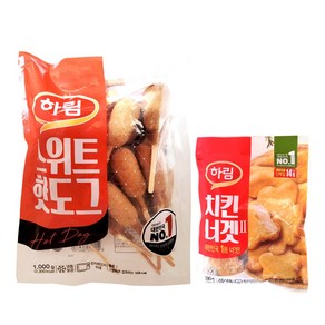 하림 스위트 핫도그 1kg+치킨너겟 2 100g 총2개 무료배송/대용량 어린이간식 야식 밥반찬 홈파티음식, 1세트, 1kg