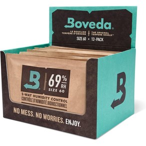 Boveda 시가 담배 용 69-RH 2-습도 제어 크기 60 사용 25 시가 휴미더 홀드 특허 기술 시가 휴미더 12 카운트 소매 판지 12