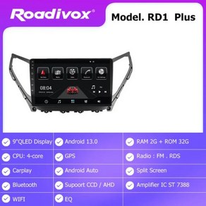 안드로이드 오토 올인원 Roadivox 현대 아제라 그랜저 HG 2013 2015 용 카 라디오 스테레오 GPS 네비게이션 비디오 멀티미디어 플레이어 테이프 녹음기, 없음, 2) 2G 32G