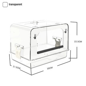 새장용 새 목욕 상자 분리형 욕조 샤워 앵무새 아크릴 투명 걸이, 1.as shown, 1개