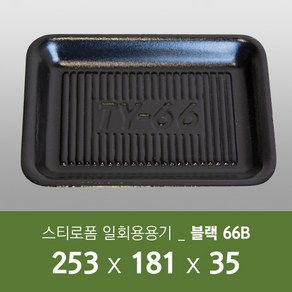 태양산업사 일회용 포장용기 배달용기 사각접시 블랙 트레이 66B 100개 1박스