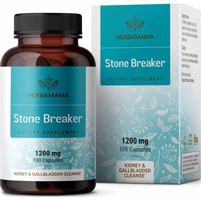 HERBAMAMA Stone Beake 찬카 피에드라 알약 - 유기농 찬카 피에드라 스톤 브레이커 신장 결석 용해 - 신장 및 담낭 클렌징 - 1200mg 100정, 100 Count (Pack of 1), 1개