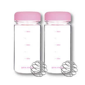 위드 쉐이커보틀 눈금물병 트라이탄 2P, 2개, 350ml, 핑크