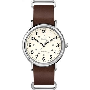 Timex 위켄더 20 캐쥬얼 남성용 손목시계 브라운 40mm 쿼츠 아날로그 레더 스트랩 T2P495