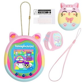 MGZNMTY Tamagotchi Uni 가상 애완동물 기계용 실리콘 케이스 Watch 디지털 펫과 호환되는 액정보호필름(실리콘 케이스 및 스크린 필름) (마카롱) 162437, 퍼플 MGZNMTY 162437