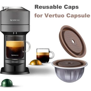 Nespresso Vertuo 및 VertuoLine 캡슐과 호환되는 재사용 및 리필 가능 캡 Vertuo Next 용 식품 등급 실리콘 뚜껑