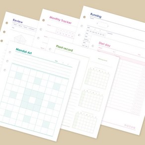 딜리고 A6 6공 다이어리 속지 WIDE 테마 리필 6공다이어리속지 6공다이어리A6 6공다이어리속지A6, 03 먼슬리트래커