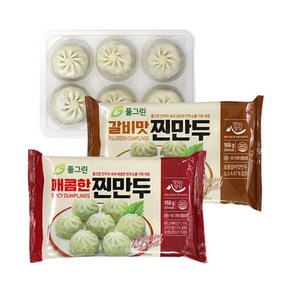 풀그린 전자레인지 3분OK 매콤한 찐만두 168gX10팩+갈비맛찐만두 168gX10팩, 1개, 180g