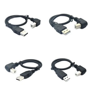 5FT 30cm 50cm 1m 1.5m 90도 직각 USB 2.0 프린터 케이블 B 남성 호일 꼰, 30cm_Left, 1개