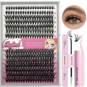 Lash Extension Cluste Kit with 280 Pcs 40D DIY Eyelash Clustes Bond and Seal Remove Lash and Ap, 07 Lash Exension Kit-40D-280PC, 1개