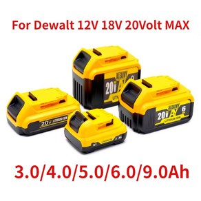 디월트배터리 호환 DeWalt용 리튬 배터리 이온 전동 공구 교체 9000mAh 108V 12V 18V 20 V 최대 90Ah DCB205 DCB206, 1)12Volt 3.0Ah, 1개