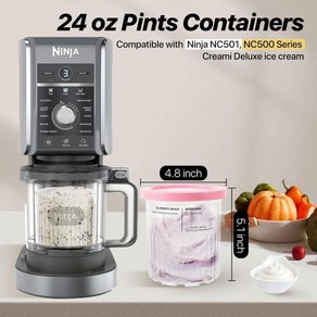 24oz Ninja Ceami Pints and Lids - 4 Pack Ninja Ceami Deluxe Pints NC501 NC500 Seies Ice Ceam Ma