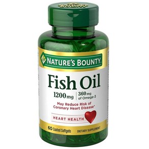 Natue's Bounty Fish Oil 1200mg Softgels 60 ea 네이처스 바운티 피쉬 오일 1200mg 소프트젤 60개, 136.08g, 60정, 1개