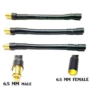 캐슬 ESC 모터 연장 리드 실리콘 와이어 케이블 6.5mm-4mm 6mm 8mm 불릿 어댑터 수-암 10AWG 10cm 3 개, [09] 8mm M to 8mm F, 3개