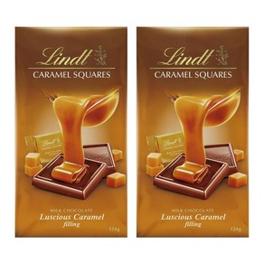 Lindt 린트 카라멜 스퀘어 러쉬스 카라멜 필링 밀크 초콜릿 124g 2팩, 2개