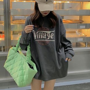 투니스 여성 미드 롱 루즈핏 캐주얼 긴소매 티셔츠