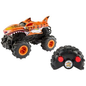 Hot Wheels Monste Tucks RC 1:24 스케일 타이거 샤크 차량 대형 원격 제어 장난감 트럭 지형 액션 타이어 포함, Hot Wheels Monste Tucks RC 1