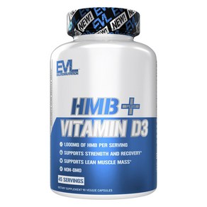 EVLUTIONNUTRITION HMB 플러스 비타민 D3 베지 캡슐, 1개, 90정