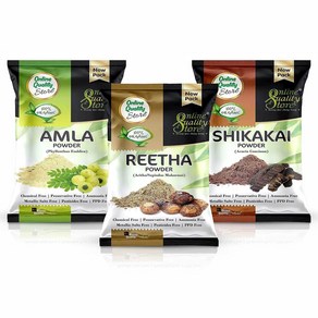 인도정품 Amla Reetha Shikakai 헤어용 파우더 콤보 파우더 팩 (3개팩 총 380g), 3개, 400그램