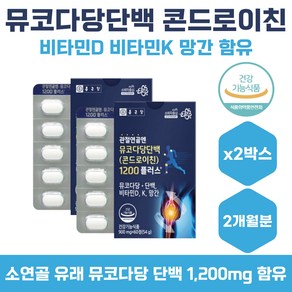 콘드로이친 뮤코다당단백 비타민D 비타민K 망간 2박스 뼈건강 무릎 엘보 관절 연골 팔꿈치 마디통증 손목 발목 보스웰리아 중년 장년 부모님 히알루론산 녹색입홍합 홍화씨 엠에스엠, 60정