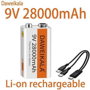 2023 리튬 이온 충전식 배터리 마이크로 USB 멀티미터 장난감 리모컨 KTV용 9 V 28000mAh, 1개