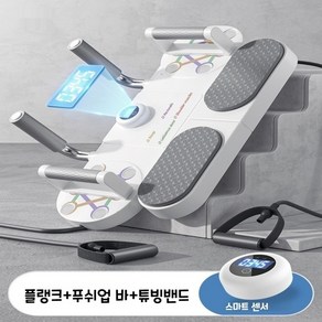 dulandQ 다용도 3in1 플랭크 +푸쉬업 바 + 튜빙밴드 스마트 타이밍 홈트레이닝 헬스기구 618, 화이트, 화이트