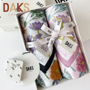[정품] DAKS 닥스 손수건 꽃무늬 2매세트 면100% 여성용 선물패키지