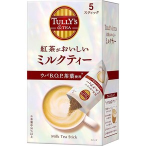 TULLYS COFFEE 일본직구 툴리스 스틱 밀크티 0.6온스(18g) x 5봉 인스턴트 파우더 파우치형, 사이즈