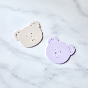 모던하우스 [모던하우스 인천점] 베어브런치 곰모양 실리콘 컵받침 2PSET PURPLE IVORY PL0824001, 1세트