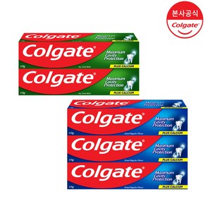 콜게이트 맥시멈 캐비티 프로텍션 치약 레귤러 3개 + 쿨민트 2개, 5개, 175g