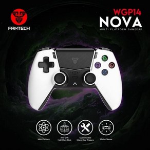 조이스틱 FANTECH NOVA WGP14 무선 게임 컨트롤러 드리프트 방지 홀 이펙트 스틱 내장 스피커 유선 PS4 PC용, WHITE, 1개