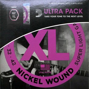 공식수입정품<b>Daddaio - Electic Ulta Pack / 일렉기타 스트링 2팩 009-042 (EXL120+NYXL0942), *, *, *, 1개