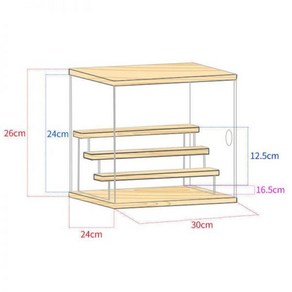 아크릴 케이스 장식장 진열장 박스 LED 라이트 투명 쇼케이스 나무 선반 보관함 2 4 티어 라이저 디스플레이 스탠드 그림 향수, 4 Layes, 1개