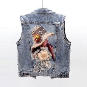 여름 여자 얇은 데님 베스트 아우터 작은 나시 denim vest