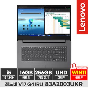 레노버 2024 V17 IRU G4 코어 i5 인텔 13세대 17.3형, 83A2003UKR, WIN11 Home, 16GB, 256GB, Ion Gey