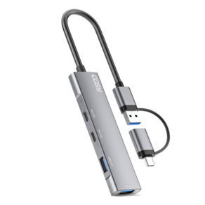 C타입 USB-A 겸용 4포트 멀티허브 USB3.0 2포트+C타입 2포트 고속 데이터 전송 PC 스마트폰 태블릿 아이패드 노트북 맥북 이중 듀얼커넥터, 그레이, 1개