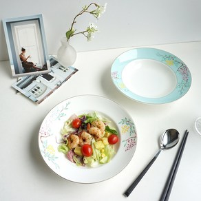 [화이트블룸] 위스테리아 Rim Soup Bowl 1p, Mint, 1개