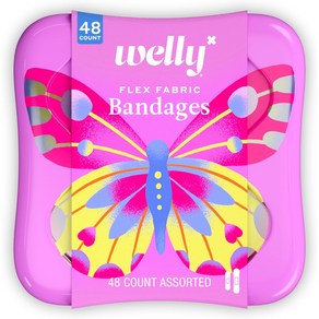 NEW 디자인 나비 Welly bandages 웰리 패브릭 패션 키즈 방수 습윤 밴드 반창고 틴케이스