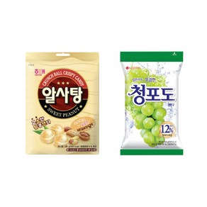 해태 알사탕126g+롯데 청포도캔디 153g, 1세트, 280g