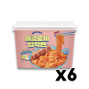 매콤 로제납작면 [소시지 치즈포함] 간편한 즉석용기컵 175g x 6개